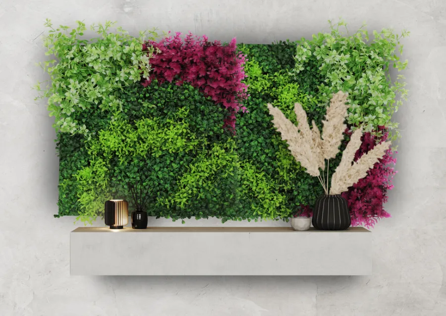 Jangal Grønne Vægpaneler|Akustikpaneler & Tilbehør*Modular Wall plantepanel 52 x 52 cm - Pink Mix