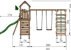 Jungle Gym Jungle Gym Legetårne*Safari legetårn m/gynger & klatremodul grå Natur