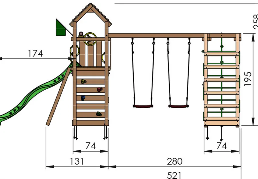 Jungle Gym Jungle Gym Legetårne*Safari legetårn m/gynger & klatremodul grøn Natur