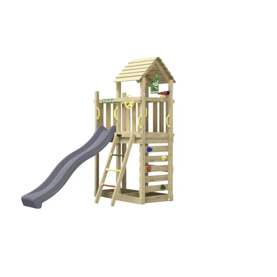 Jungle Gym Jungle Gym Legetårne*Safari legetårn m/rutsjebane & klatrevæg grå Natur
