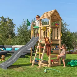 Jungle Gym Jungle Gym Legetårne*Safari legetårn m/rutsjebane & klatrevæg grå Natur
