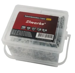 Elworks Elophæng & -Fastgørelse*Kabelclips boks hvid/grå 1100 stk. -