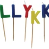Pynt & Festudstyr*Kagelys TILLYKKE 8 stk. multifarvet