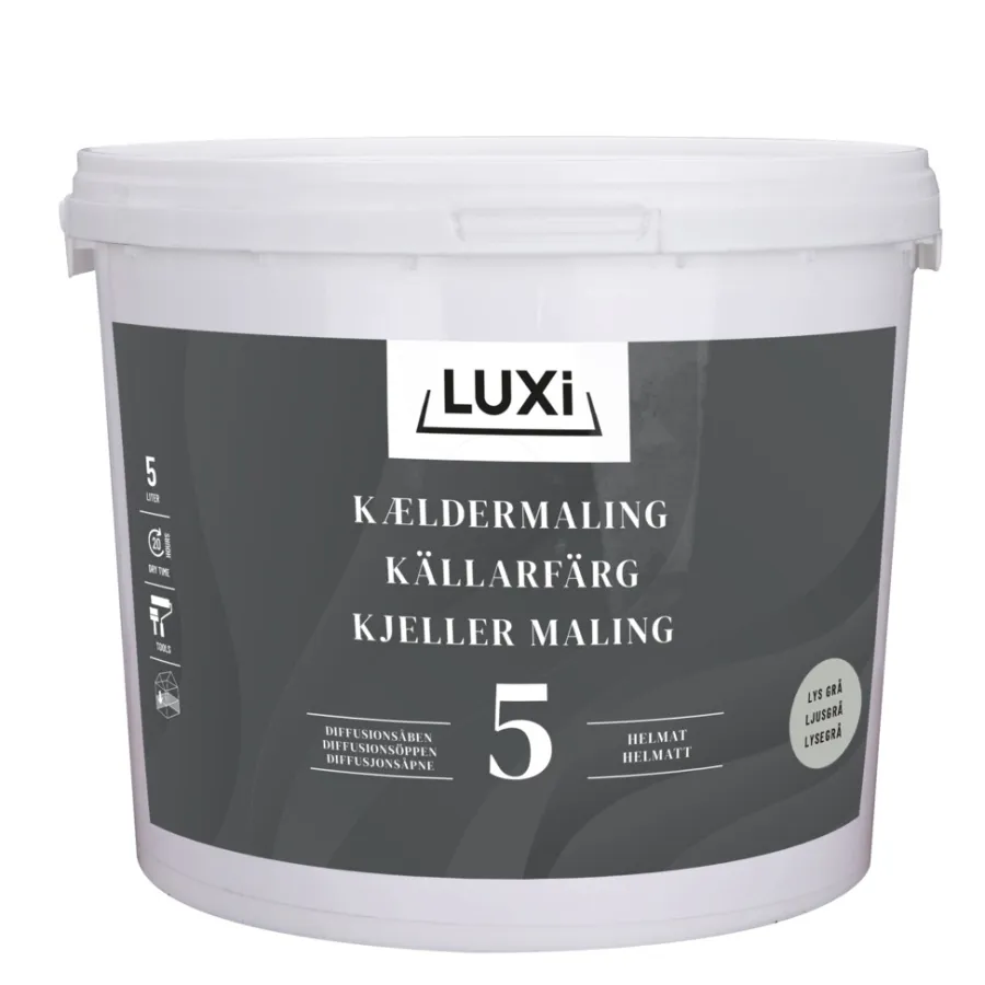 LUXI® Vægmaling*Kældermaling 5 5 liter - Lys betongrå