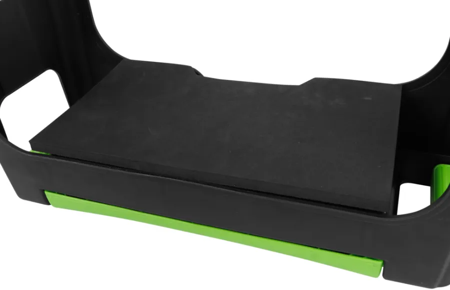 Garden® Øvrige Haveredskaber*Knæskammel m/opbevaring H:26 x B:50 x D:19 cm - Sort/grøn. praktisk design med opbevaringsplads til haveredskaber