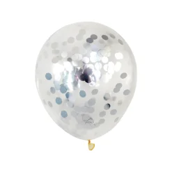 Pynt & Festudstyr*Konfettiballon 30 cm 5 stk. sølv
