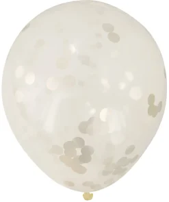 Pynt & Festudstyr*Konfettiballon guld 30 cm 5 stk.