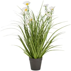 Sæsonafslutning|Kunstige Planter*Kunstgræs med margueritblomster 50 cm