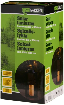 Garden® Sæsonafslutning|Solcellelamper*Lanterne med solceller Ø18 x 36 cm - Sort