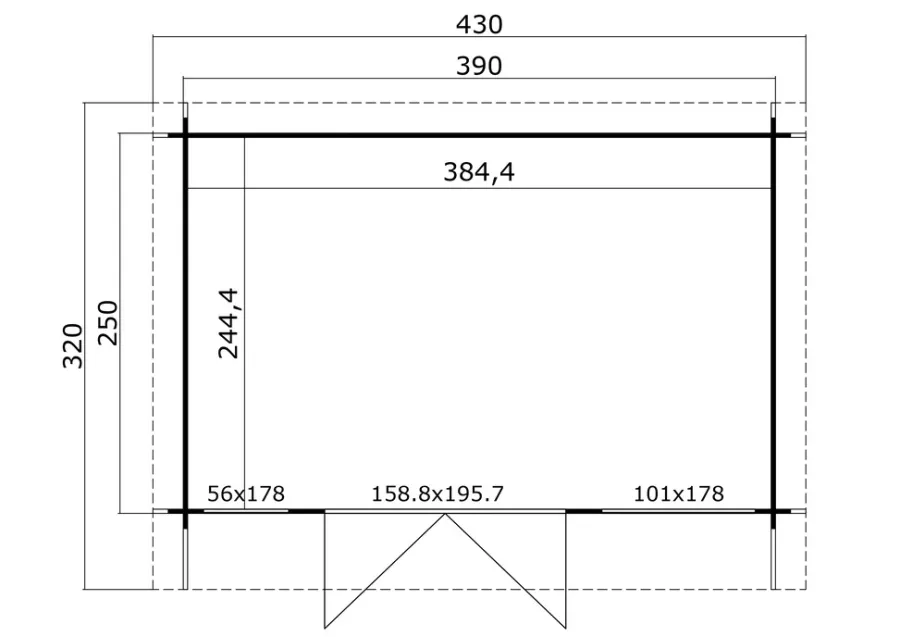 Lasita Maja Bjælkehytter*hytte Cambridge 250 x 390 cm