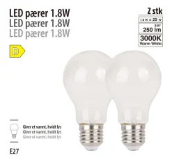 Led-Pærer*LED-filamentpære 1,8 W E27 2-pk.