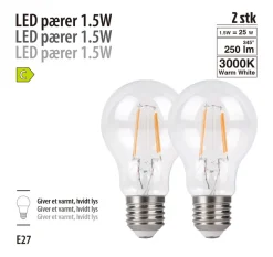 Led-Pærer*LED-filamentpære 1,5 W E27 2-pk.