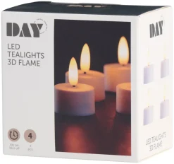 DAY Dekorativ Belysning - Indendørs*LED-fyrfadslys med 3D-flamme 4 stk. -