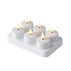 Stemning® Dekorativ Belysning - Indendørs*LED-fyrfadslys m/fjernbetjening genopladelig 6-pk. Hvid