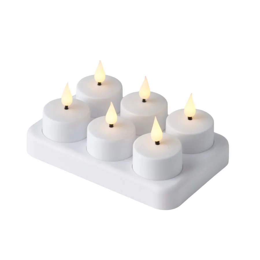 Stemning® Dekorativ Belysning - Indendørs*LED-fyrfadslys m/fjernbetjening genopladelig 6-pk. Hvid