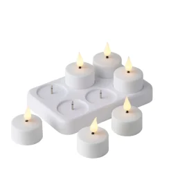 Stemning® Dekorativ Belysning - Indendørs*LED-fyrfadslys m/fjernbetjening genopladelig 6-pk. Hvid