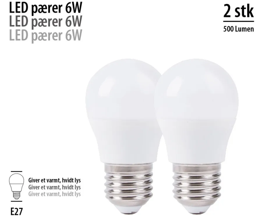 Led-Pærer*LED-kronepære 4,9 W E27 2-pk.
