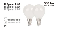Led-Pærer*LED-kronepære 3,6 W E14 2-pk.