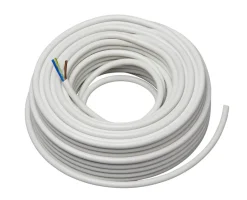 Kabler & Ledninger*Ledning rund 3 x 1,00 mm² 25 meter Hvid