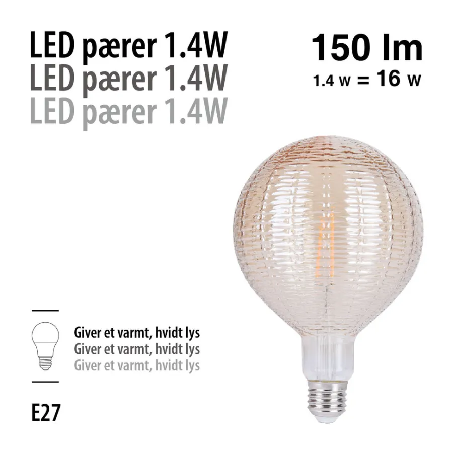Led-Pærer*LED-pære Dent Amber 1,4 W E27