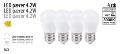 Led-Pærer*LED-pære krone 4,2 W E27 4-pk.