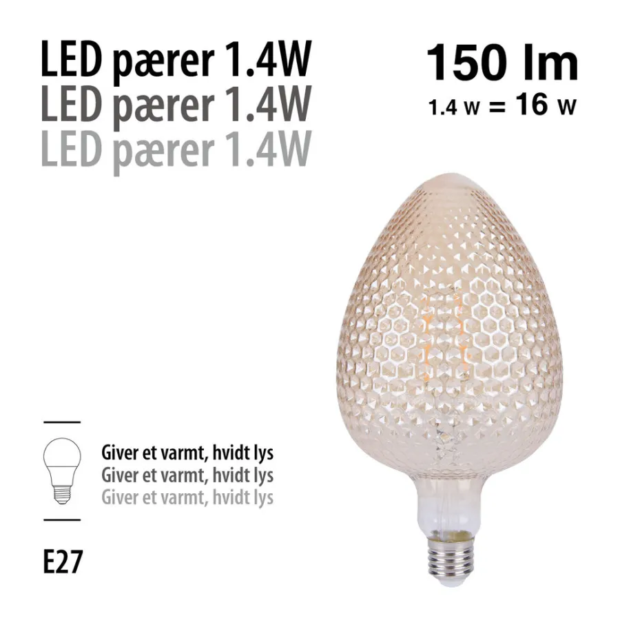 Led-Pærer*LED-pære Nut Amber 1,4 W E27