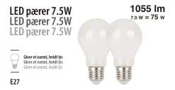 Led-Pærer*LED-pære standard 7,5 W E27 2-pk.