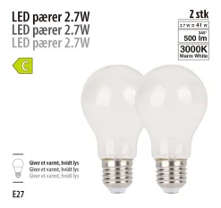 Led-Pærer*LED-pære standard 2,7 W E27 2-pk.