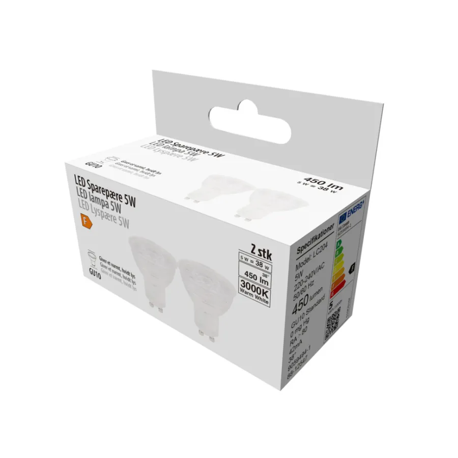 Led-Pærer*LED-spotpære 5 W GU10 2-pk.
