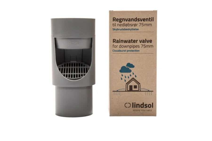 Lindsolutions Regnvand|Vandsikring*regnvandsventil til nedløbsrør 75 mm