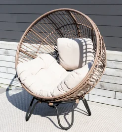 Sunlife® Havestole|Loungemøbler*Loungestol Louisiana natur/sort inkl. hynde -