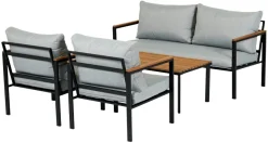 Sunlife® Sæsonafslutning|Loungemøbler*Loungesæt Tokyo 4 dele sort/grå/teak -