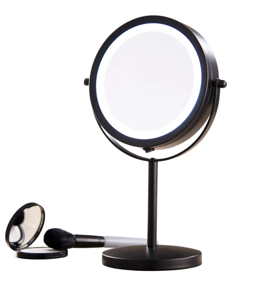 DAY Tilbehør Til Badeværelset|Spejle*Makeup spejl m/lys Ø 17,5 cm - Sort