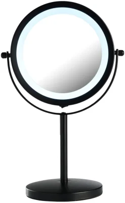 DAY Tilbehør Til Badeværelset|Spejle*Makeup spejl m/lys Ø 17,5 cm - Sort