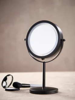 DAY Tilbehør Til Badeværelset|Spejle*Makeup spejl m/lys Ø 17,5 cm - Sort