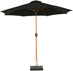 Sunlife® Sæsonafslutning|Parasoller & Markiser*Markedsparasol Stockholm Ø300 cm sort/teak m/krank -