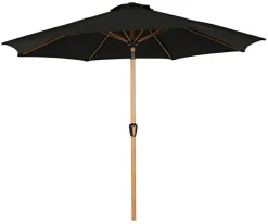 Sunlife® Sæsonafslutning|Parasoller & Markiser*Markedsparasol Stockholm Ø300 cm sort/teak m/krank -