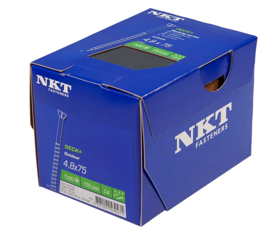 NKT Fasteners Skruer*DECK+ Outdoor terrasseskrue 4,8 x 75mm 150 stk.