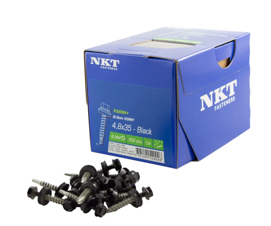 NKT Fasteners Skruer*farmerskrue sort 4,8 x 35 mm 200 stk. Sortlakeret RAL 9005