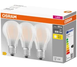 Osram Led-Pærer*LED Base mat standardpære E27 7 W 3-pk.