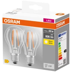 Osram Led-Pærer*LED Base standardpære E27 7 W 2-pk.