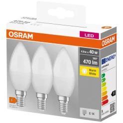 Osram Led-Pærer*LED kertepære E14 4,9 W 3-pk.