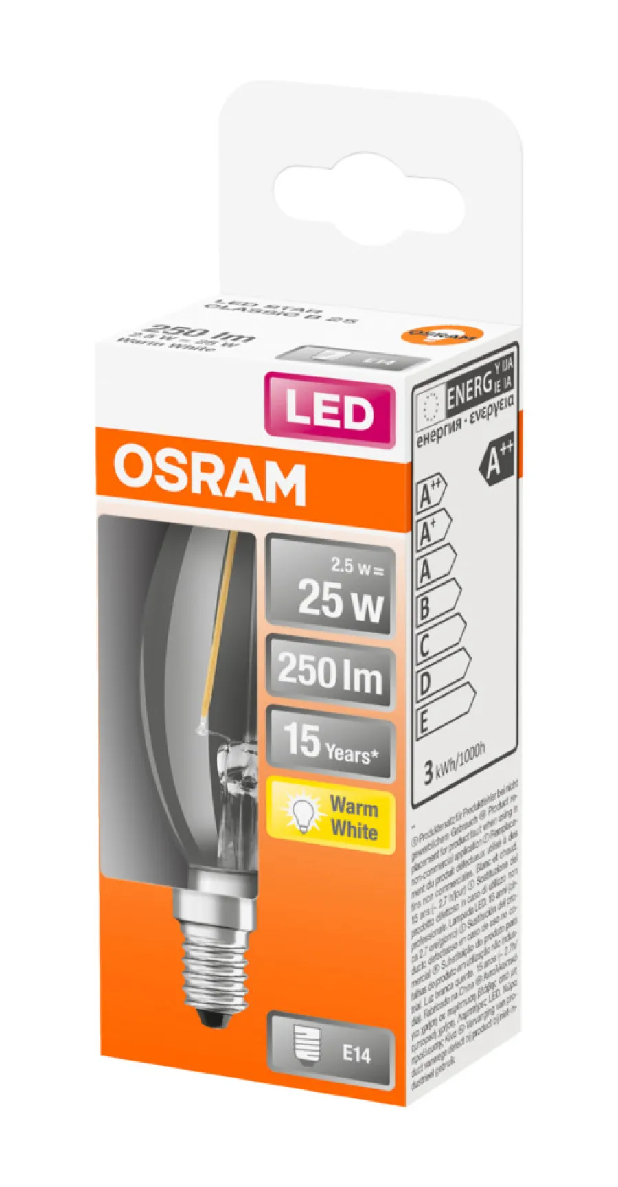 Osram Led-Pærer*LED Star Classic klar kertepære E14 2,5 W