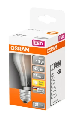 Osram Led-Pærer*LED Star Classic mat standardpære E27 4 W