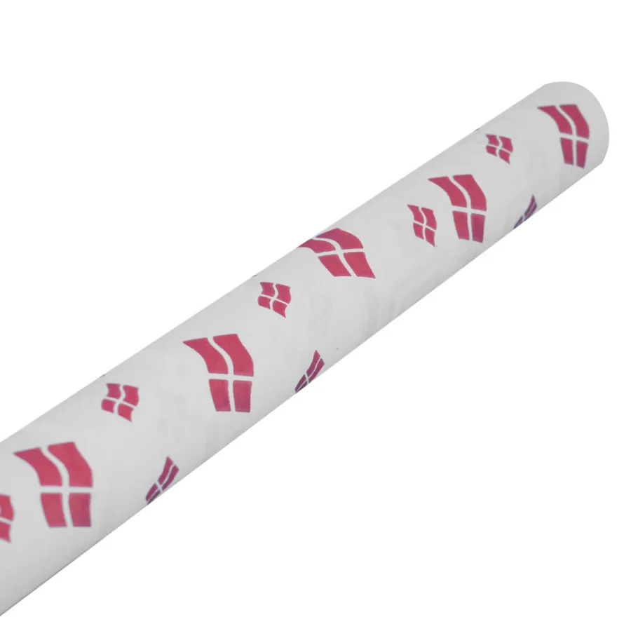 Pynt & Festudstyr|Boligindretning*Papirdug hvid med flag 1,2 x 5 meter Hvid med dannebrogsflag