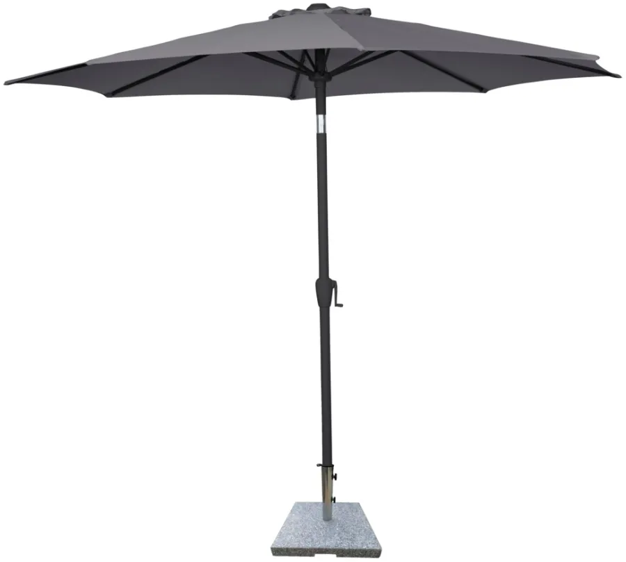 Sunlife® Sæsonafslutning|Parasoller & Markiser*Parasol Arizona grå m/krank og tilt Ø300 cm - Grå dug og sort stang