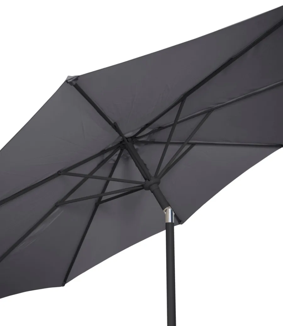 Sunlife® Sæsonafslutning|Parasoller & Markiser*Parasol Arizona grå m/krank og tilt Ø300 cm - Grå dug og sort stang