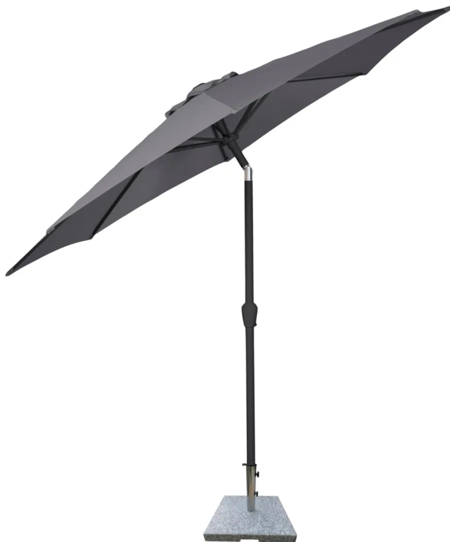 Sunlife® Sæsonafslutning|Parasoller & Markiser*Parasol Arizona grå m/krank og tilt Ø300 cm - Grå dug og sort stang