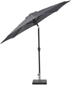 Sunlife® Sæsonafslutning|Parasoller & Markiser*Parasol Arizona grå m/krank og tilt Ø300 cm - Grå dug og sort stang