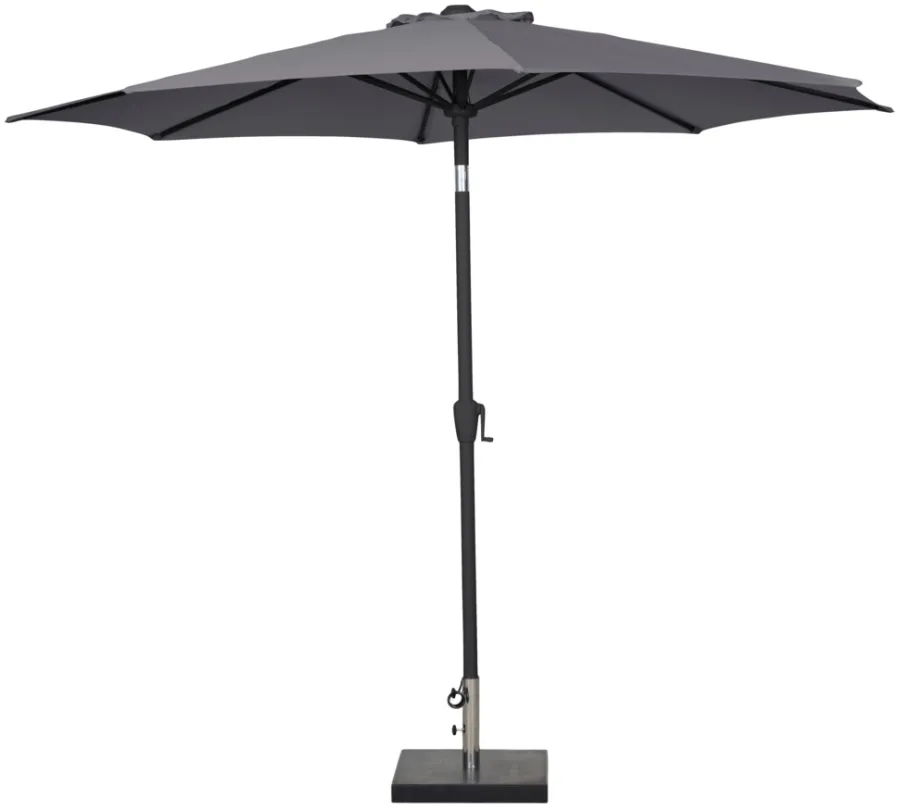 Sunlife® Sæsonafslutning|Parasoller & Markiser*Parasol Arizona grå m/krank og tilt Ø300 cm - Grå dug og sort stang